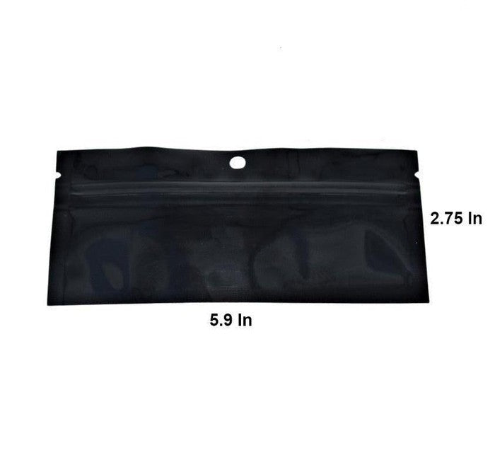 Mylar Bag Pouch 6" x 2.71" Black/Black Opaque Preroll (Various Counts)-Mylar Smell Proof Bags-BeastBranding