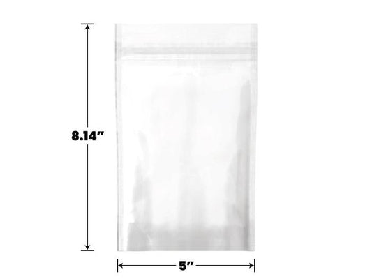 Mylar Bag White/Clear 1/2 Oz - 14 Grams - 5 x 8.14" - (100 to 50,000 Counts)-Mylar Smell Proof Bags-BeastBranding