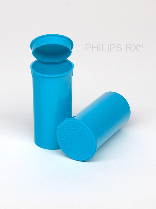 Philips 13 Dram Pop Top Vial - 1 Gram - Child Resistant - Opaque Aqua - Pallet (22,680 Count)-Pop Top Vials-BeastBranding