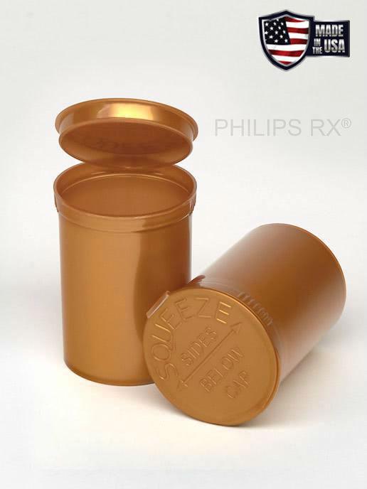 Philips 30 Dram Pop Top Vial - 1/4 Oz - Child Resistant - Gold - Opaque - (150 - 10,800 Count)-Pop Top Vials-BeastBranding