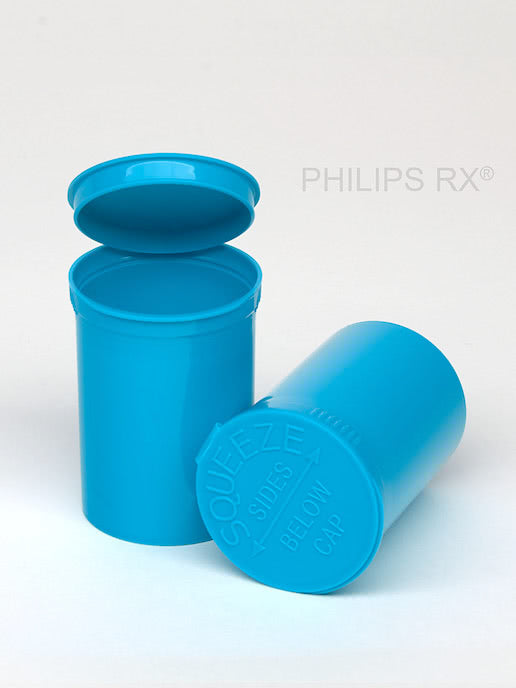 Philips 30 Dram Pop Top Vial - 1/4 Oz - Child Resistant - Opaque Aqua - Pallet (10,800 Count)-Pop Top Vials-BeastBranding