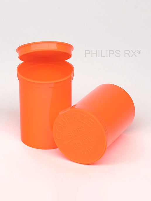 Philips 30 Dram Pop Top Vial - 1/4 Oz - Child Resistant - Opaque Mango - Pallet (10,800 Count)-Pop Top Vials-BeastBranding