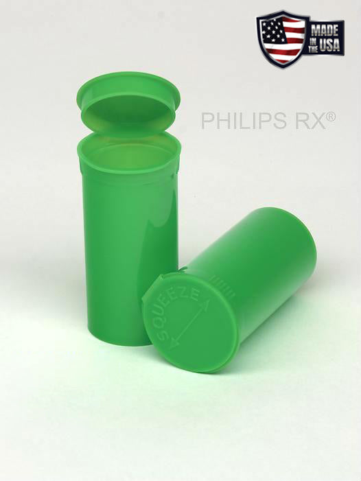 Philips RX 13 Dram Pop Top Vial - 1 Gram - Child Resistant - Lime - Opaque Green - (315 - 22,680 Count)-Pop Top Vials-BeastBranding