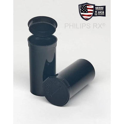 Philips RX 13 Dram Pop Top Vial - Child Resistant - Black Vials With Labels & Application-Pop Top Vials-BeastBranding