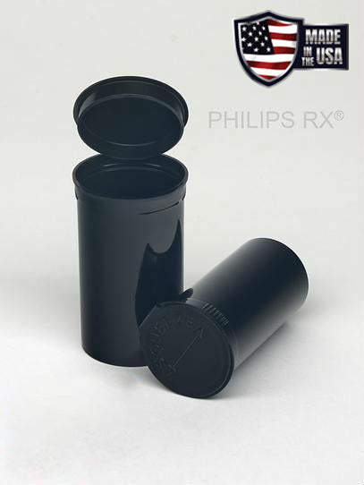Philips RX 19 Dram Pop Top Vial - 1/8 Oz - Child Resistant - Opaque Black - (225 - 16,200 Count)-Pop Top Vials-BeastBranding