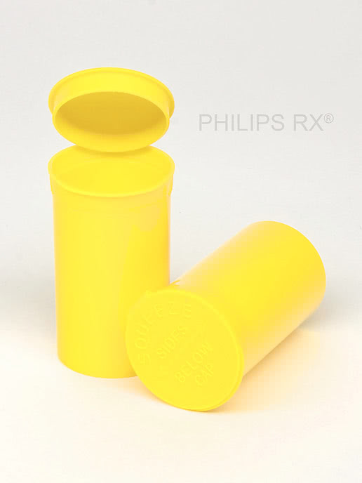 Philips RX 19 Dram Pop Top Vial - 1/8 Oz - Child Resistant - Opaque Lemon - Pallet (16200 Count)-Pop Top Vials-BeastBranding