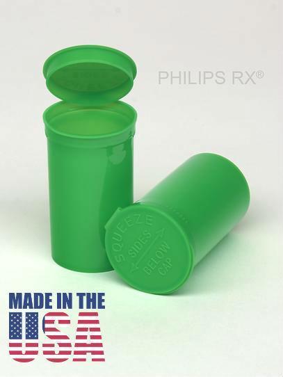 Philips RX 19 Dram Pop Top Vial - 1/8 Oz - Child Resistant - Opaque Lime Green - (225 - 16,200 Count)-Pop Top Vials-BeastBranding