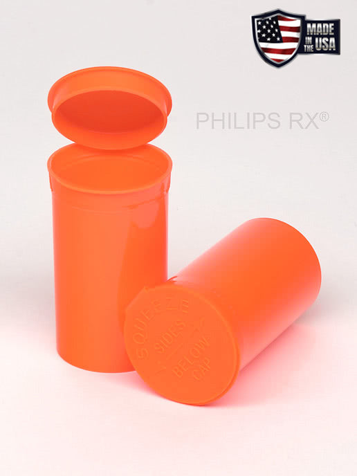 Philips RX 19 Dram Pop Top Vial - 1/8 Oz - Child Resistant - Opaque Mango - Pallet (16200 Count)-Pop Top Vials-BeastBranding