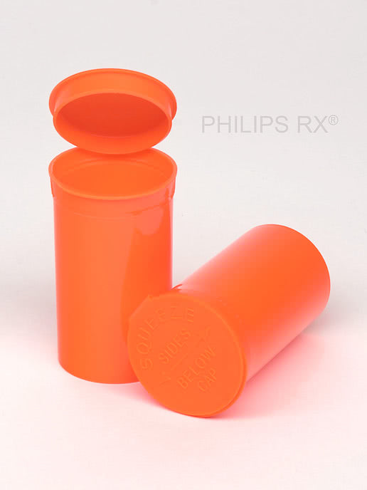 Philips RX 19 Dram Pop Top Vial - 1/8 Oz - Child Resistant - Opaque Mango - Pallet (16200 Count)-Pop Top Vials-BeastBranding