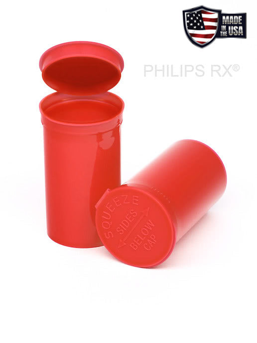 Philips RX 19 Dram Pop Top Vial - 1/8 Oz - Child Resistant - Opaque Strawberry - Pallet (16200 Count)-Pop Top Vials-BeastBranding