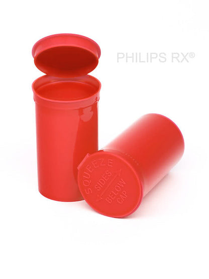 Philips RX 19 Dram Pop Top Vial - 1/8 Oz - Child Resistant - Opaque Strawberry - Pallet (16200 Count)-Pop Top Vials-BeastBranding