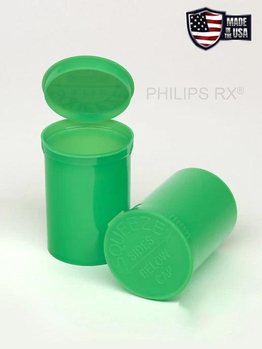 Philips RX 30 Dram Pop Top Vial - 1/4 Oz - Child Resistant - Opaque Lime Green - (150 - 10,800 Count)-Pop Top Vials-BeastBranding