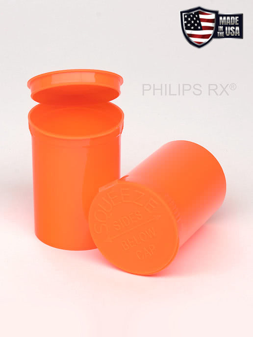 Philips RX 30 Dram Pop Top Vial - 1/4 Oz - Child Resistant - Opaque Mango - Pallet (10,800 Count)-Pop Top Vials-BeastBranding