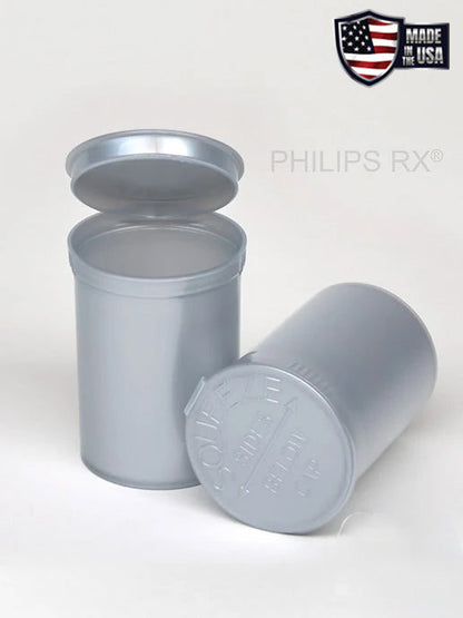 Philips RX 30 Dram Pop Top Vial - 1/4 Oz - Child Resistant - Opaque Silver - (150 - 10,800 Count)-Pop Top Vials-BeastBranding