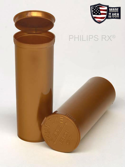Philips RX 60 Dram Pop Top Vial - 1/2 Oz - Child Resistant - Gold - Opaque - (75 -5,400 Count)-Pop Top Vials-BeastBranding