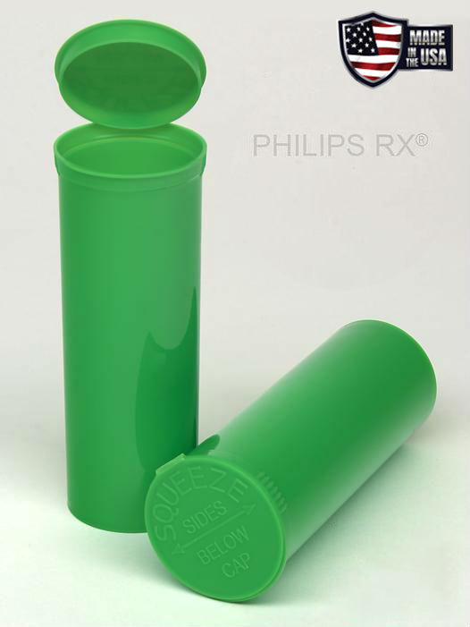 Philips RX 60 Dram Pop Top Vial - 1/2 Oz - Child Resistant - Lime Green - Opaque - (75 -5,400 Count)-Pop Top Vials-BeastBranding