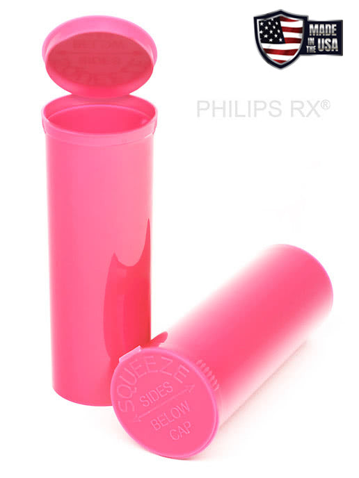 Philips RX 60 Dram Pop Top Vial - 1/2 Oz - Child Resistant - Opaque Bubblegum - Pallet (5400 Count)-Pop Top Vials-BeastBranding