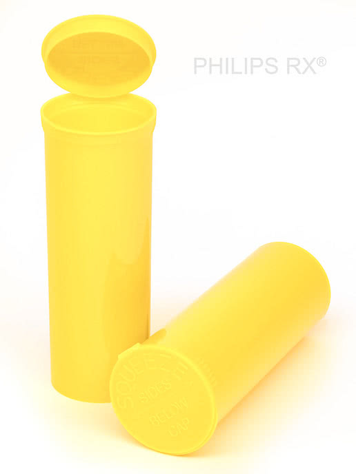 Philips RX 60 Dram Pop Top Vial - 1/2 Oz - Child Resistant - Opaque Lemon - Pallet (5,400 Count)-Pop Top Vials-BeastBranding