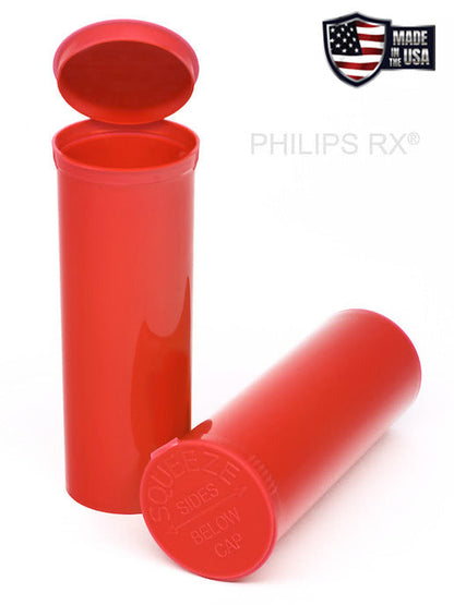 Philips RX 60 Dram Pop Top Vial - 1/2 Oz - Child Resistant - Opaque Strawberry - Pallet (5,400 Count)-Pop Top Vials-BeastBranding
