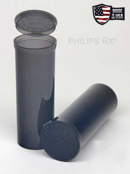Philips RX 60 Dram Pop Top Vial - 1/2 Oz - Child Resistant - Smoke - Translucent - (75 -5,400 Count)-Pop Top Vials-BeastBranding