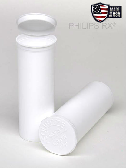 Pop Top Vial - Philips 60 Dram - 1/2 Oz - Child Resistant - White - Opaque (75CT,300CT,600CT OR 5,400CT)-Pop Top Vials-BeastBranding