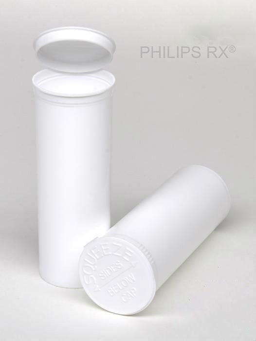 Pop Top Vial - Philips 60 Dram - 1/2 Oz - Child Resistant - White - Opaque (75CT,300CT,600CT OR 5,400CT)-Pop Top Vials-BeastBranding
