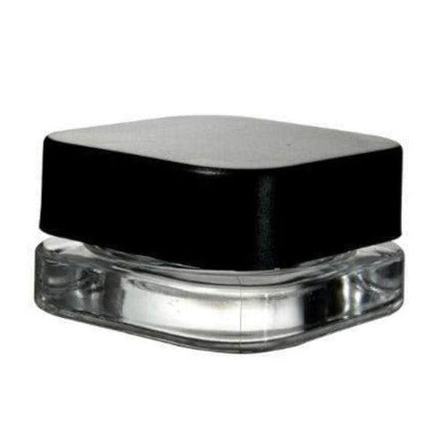 Qube 9mL Square Glass Concentrate Jar - Clear, Opaque Black, or Opaque White Child Resistant (Various Counts)-Concentrate Containers and Accessories-BeastBranding