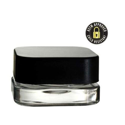 Qube 9mL Square Glass Concentrate Jar - Clear, Opaque Black, or Opaque White Child Resistant (Various Counts)-Concentrate Containers and Accessories-BeastBranding