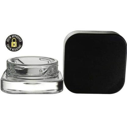 Qube 9mL Square Glass Concentrate Jar With Labels & Application-Concentrate Containers and Accessories-BeastBranding