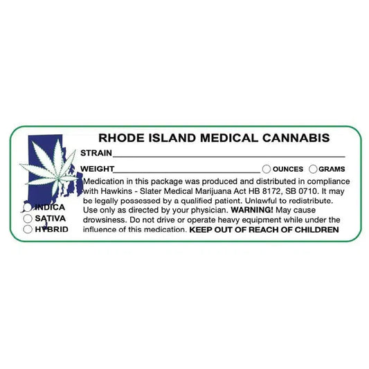 Rhode Island "Canna Strain & Weight Label" 1" x 3" Inch 1000 Count-Prescription Labels & State Compliant Labels-BeastBranding