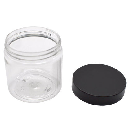 SAMPLE of 4 oz Clear Pet Plastic Single Wall Jar - Black Or White - (1 Count SAMPLE)-Glass Jars-BeastBranding