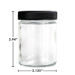 SAMPLE of 4oz Glass Jar Screw Top - Clear Jar with Black Lid - (1 Count SAMPLE)-Glass Jars-BeastBranding