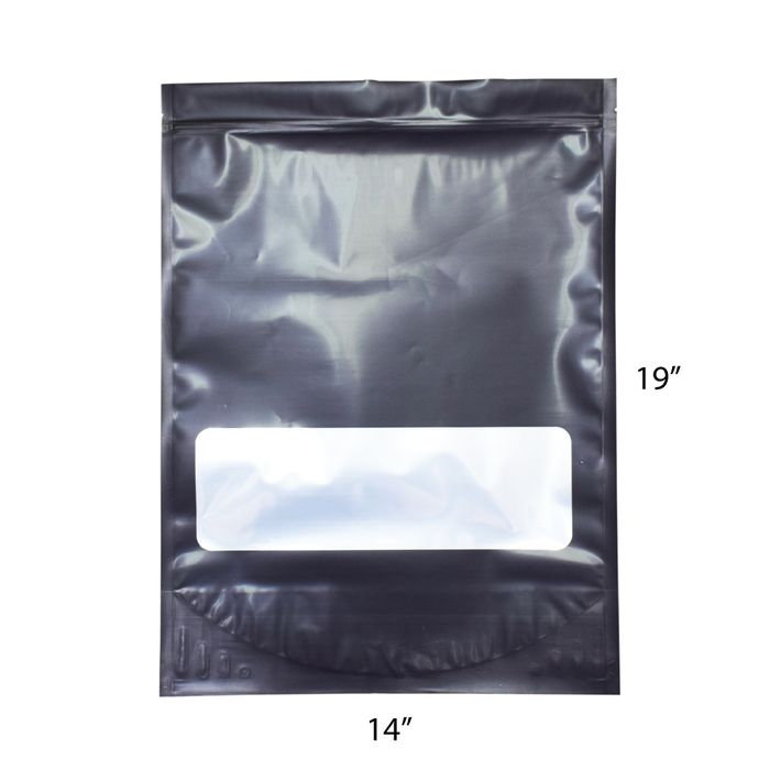 SAMPLE of Mylar Bag Black With Window - 1 Lb Bag - 448 Grams - 14.5" x 19 - (1 Count SAMPLE)-Mylar Smell Proof Bags-BeastBranding