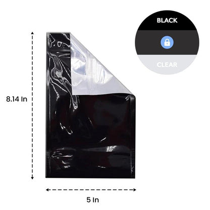 SAMPLE of Mylar Bag Black/Clear - 1/2 Oz - 14 Grams - 5x8.15" - (1 Count SAMPLE)-Mylar Smell Proof Bags-BeastBranding