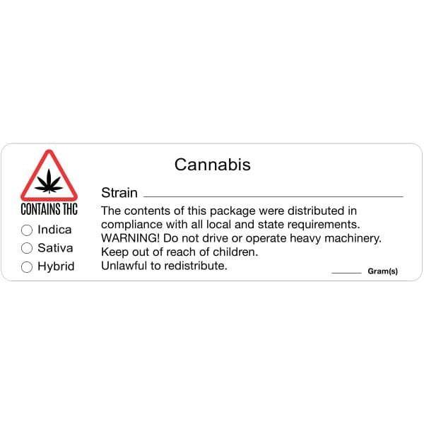 Universal Contains THC Triangle Strain & Gram Label 3" x 1" Inch (1000 Count Roll)-Prescription Labels & State Compliant Labels-BeastBranding