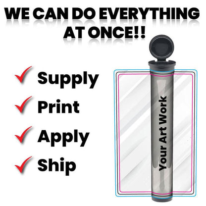 White 116mm Blunt Tube, with Printed Sticker and Application of sticker!-Custom Print Stickers-BeastBranding