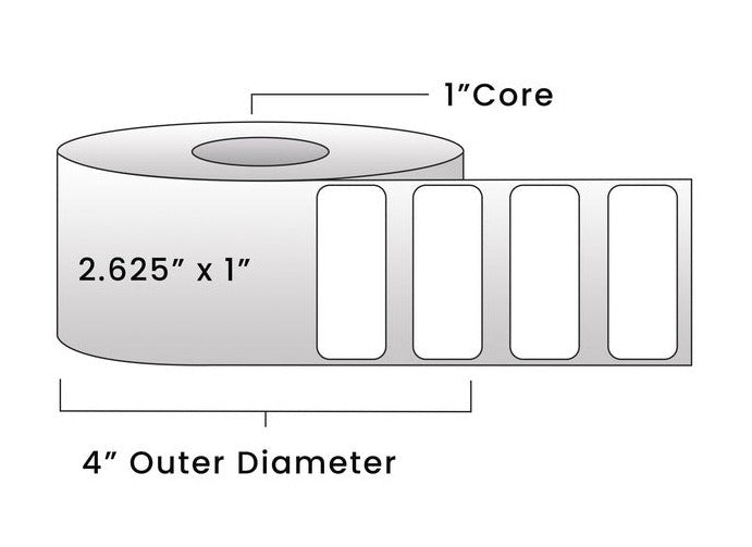 Zebra Direct Thermal Labels - Metrc Label - 2.625" x 1" - 1" Core / 4" Outer Diameter - (1,340 Labels Per Roll)-Stock Labels-BeastBranding