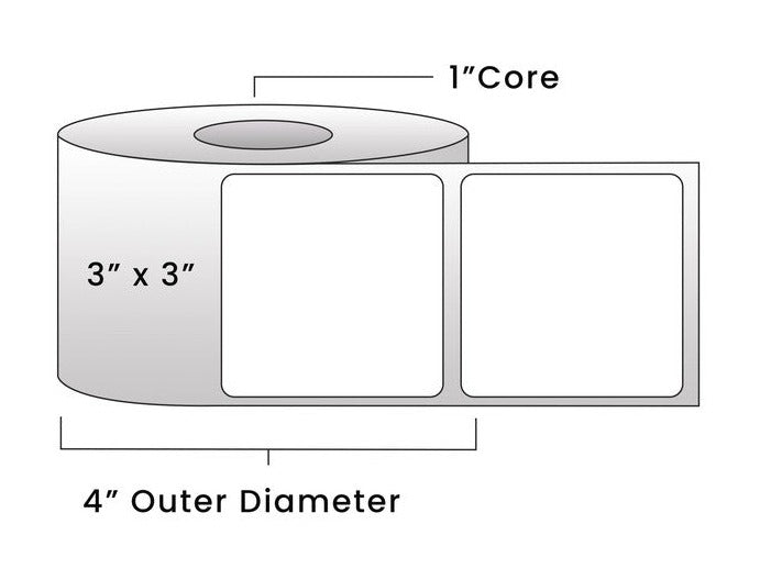 Zebra Direct Thermal Labels - Metrc Label - 3" x 3" - 1" Core / 4" Outer Diameter - (510 Labels Per Roll)-Stock Labels-BeastBranding